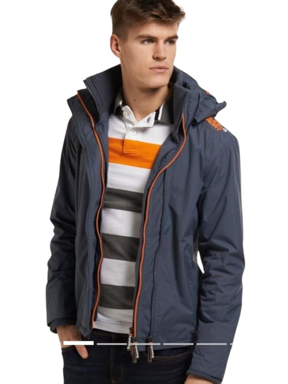 Superdry Japan Windcheater Double Zip Hooded Jacket Pockets Logo Size M